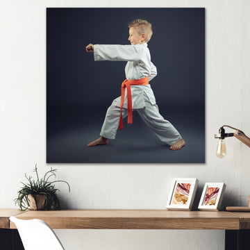 Martial Arts Karate Child Orange Belt Training Studio - Martial Arts Canvas Wall Art